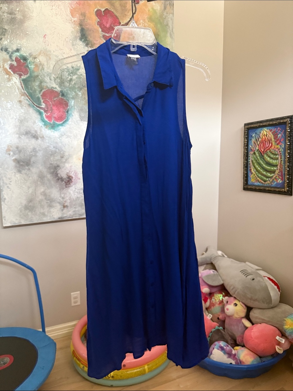 Cupio Sleeveless Collared Maxi Dress in Royal Blue